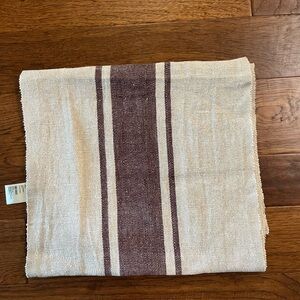 Crate&Barrel Textured Cream and Brown Table Runner